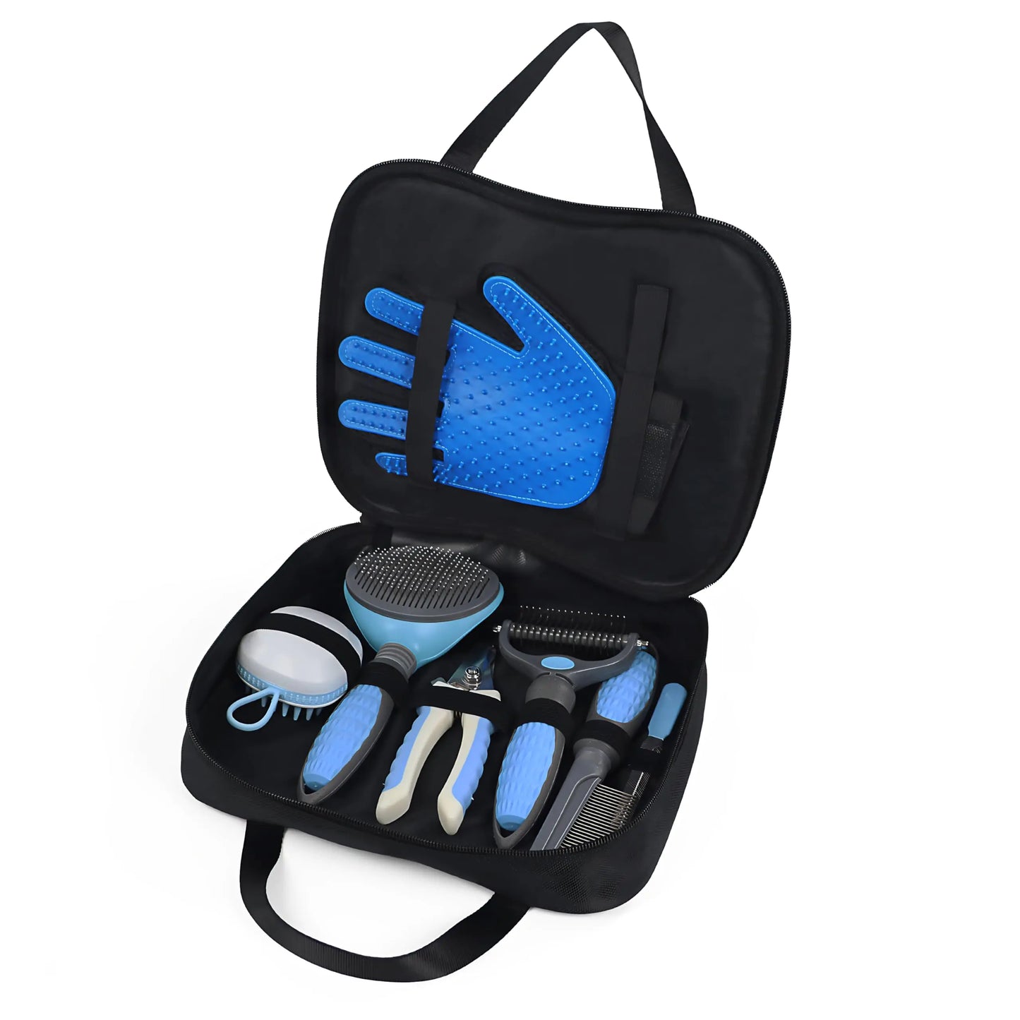 FloofyCare 7-in-1 Grooming Kit – Nail Clippers, Mitts & Combs for Purrfect Pet Pampering