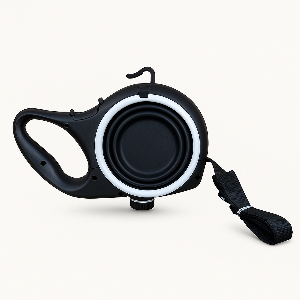 FloofyHydro All-in-One Leash with Built-in Water Bottle & Bowl (Perfect for Walks, Hikes, & Road Trips