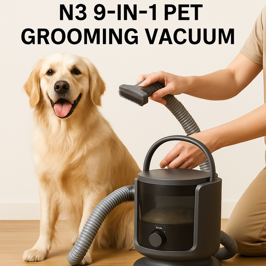 FloofyClean 9-in-1 Grooming Vacuum System - Complete Hair Removal & Grooming Kit for Cats & Dogs